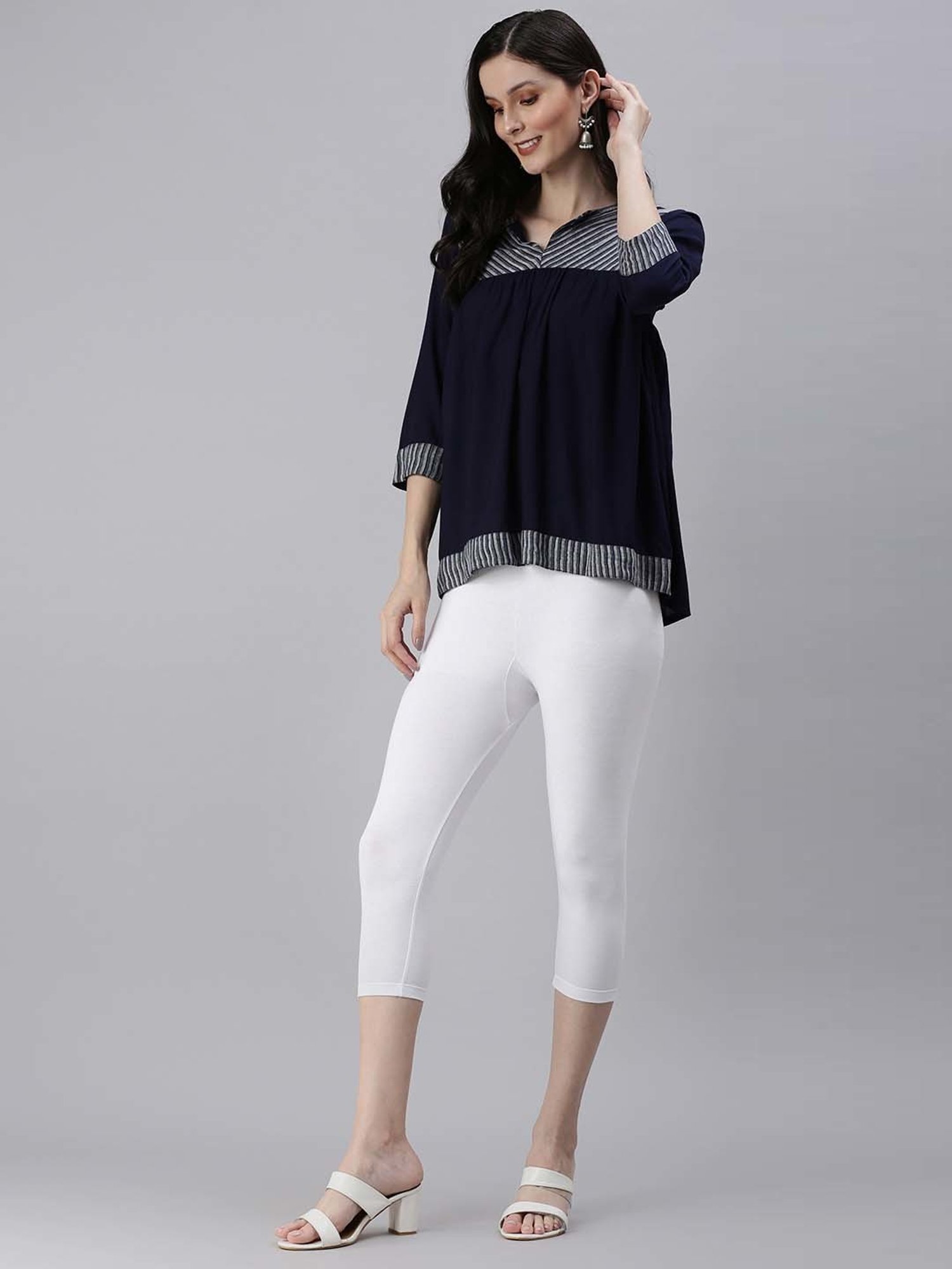 Kryptic Black & White Cotton Capris - Pack Of 2