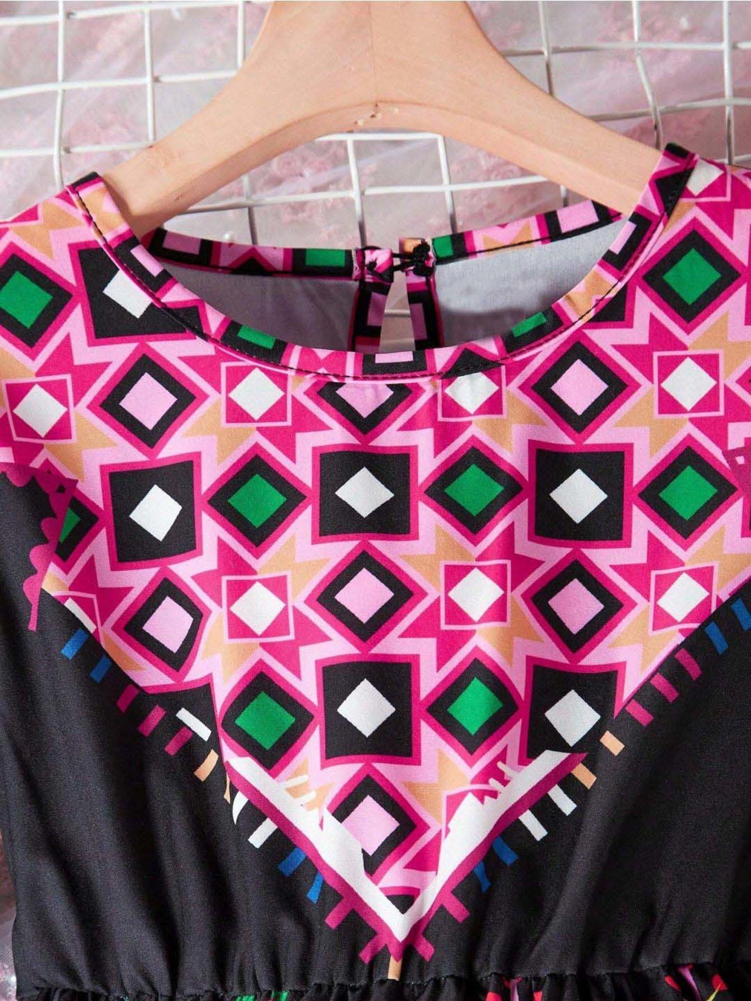 Bolly Lounge Girls Jet Black Floral Dress