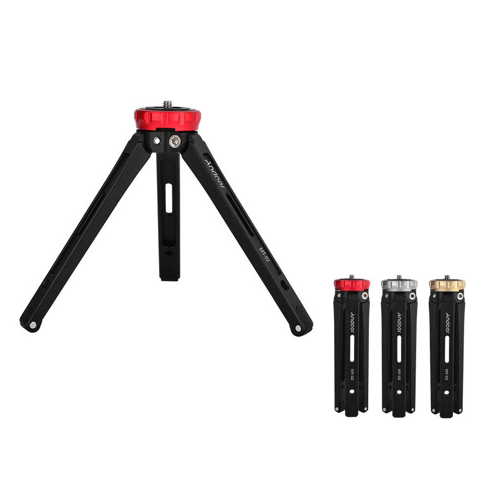 Andoer MT-02 Mini Desktop Tripod Aluminum Alloy 1/4" Screw Max. Load 15kg/ 33lbs for DSLR Digital Video Camera DV