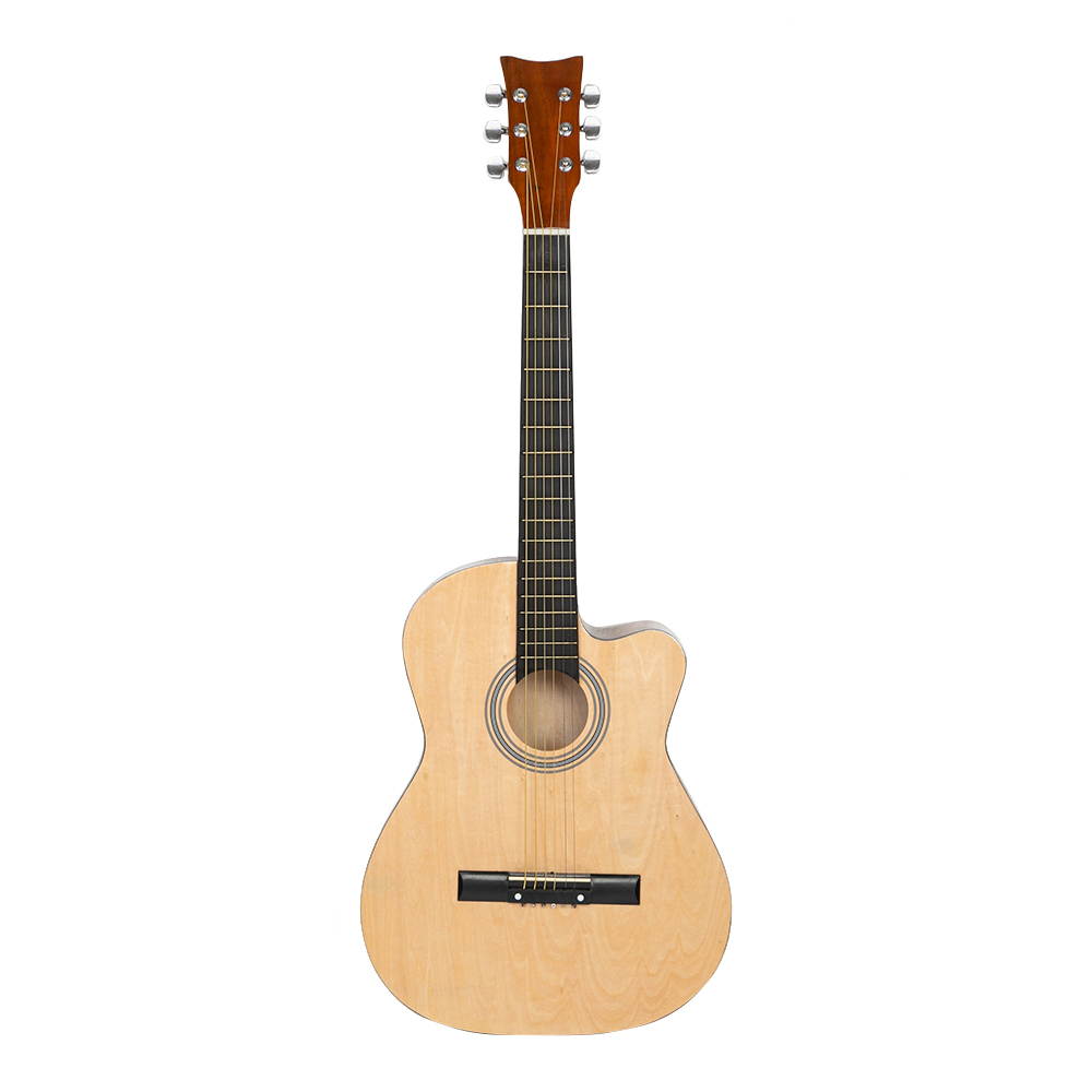 38 inch Spruce Front Cutaway Folk Guitar with Bag & Board &Belt & Liquid Crystal Tuner & Strings Set Burlywood