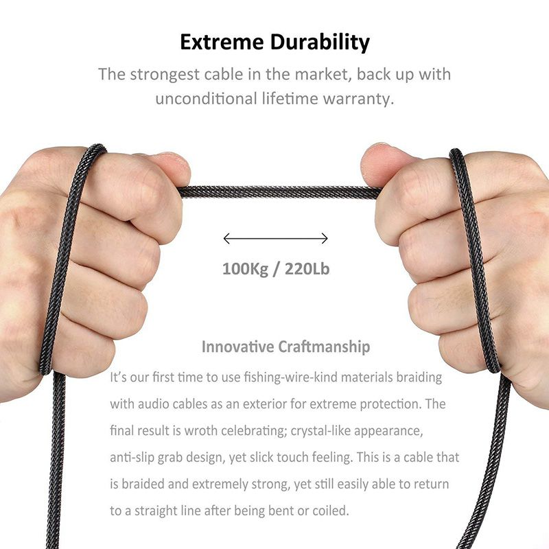 Hannord 3.5mm Male to Female Stereo Audio Extension Cable [Hi-Fi Sound] [Gold Plated Jack] Nylon-Braided AUX Extension Cord Adapter Compatible with iPhone iPad Smartphone Tablets Media Players, 6.6FT