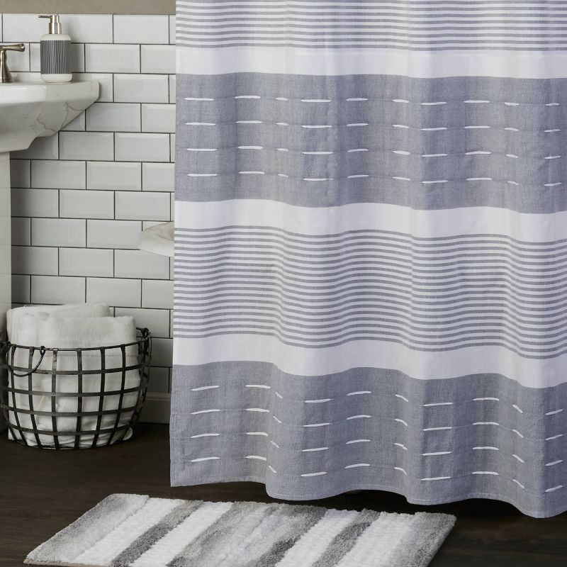 Pleated Striped Shower Curtain Gray - SKL Home
