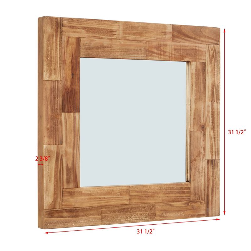 31.5" Square Wall Mirror Distressed Slatted Wood - Danya B.