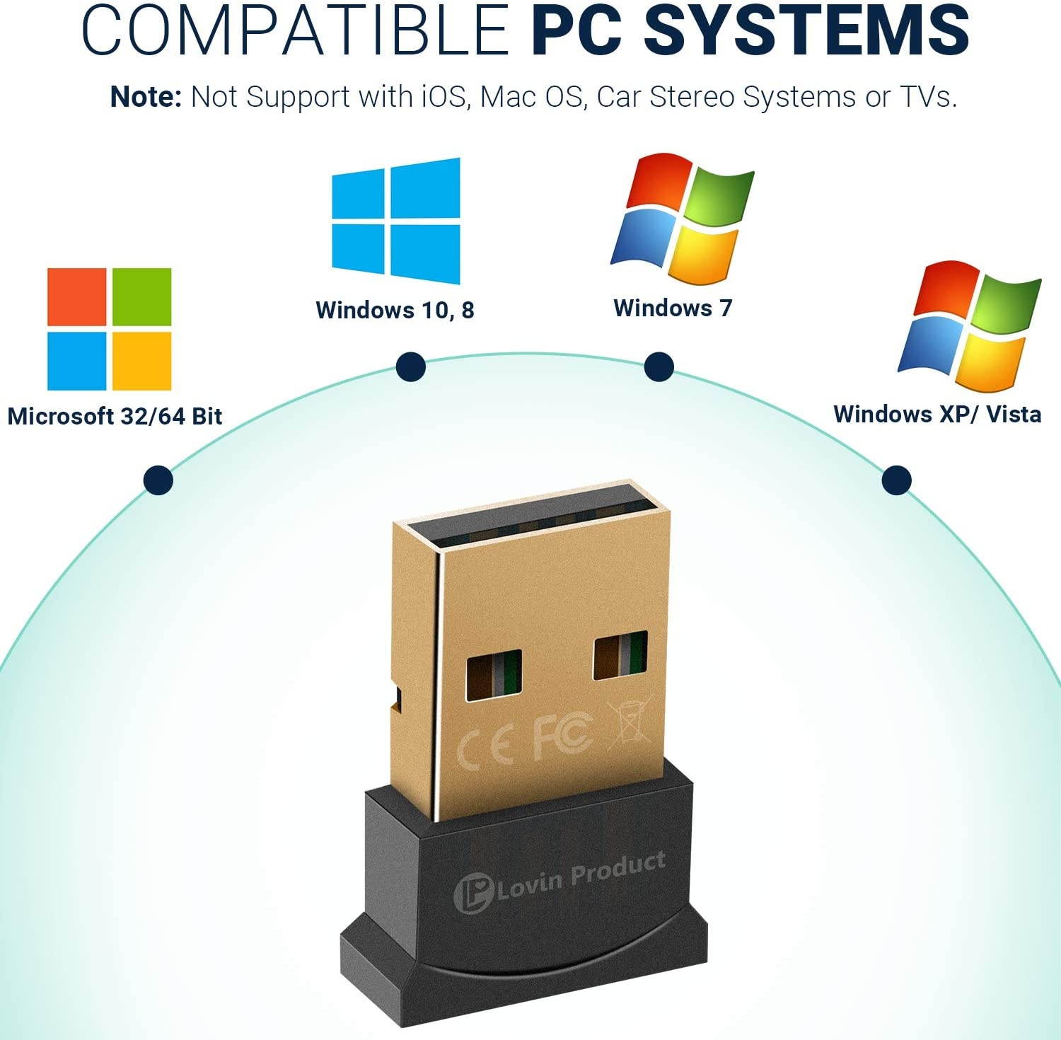 Bluetooth 5.0 USB Adapter Lovin Product USB Bluetooth 5.0 Wireless EDR Micro Adapter support Windows 108.1/87VistaXP32/64Bit for Desktop Laptop computer Headphone Headset Speaker Keyboard Mouse