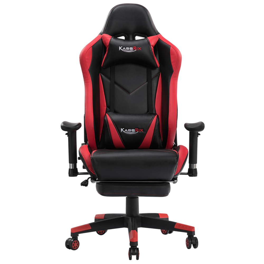 Kasorix Gaming Chair Racing Style Computer Chair with Footrest PU Leather Adjustable Gamer Chair with Headrest and Lumbar Support