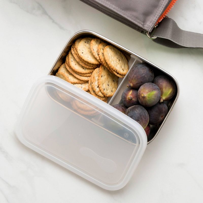 U-Konserve Stainless Steel Food-Storage Container Bento Rectangle 25oz - Clear Plastic Lid