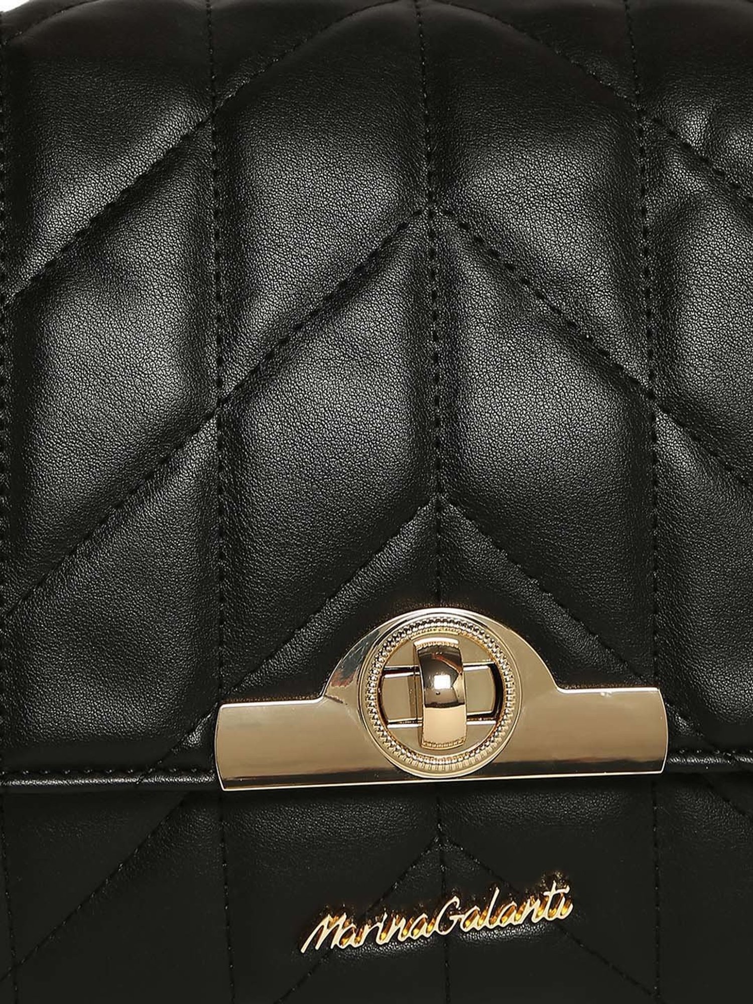 Marina Galanti Black Quilted Medium Satchel Handbag