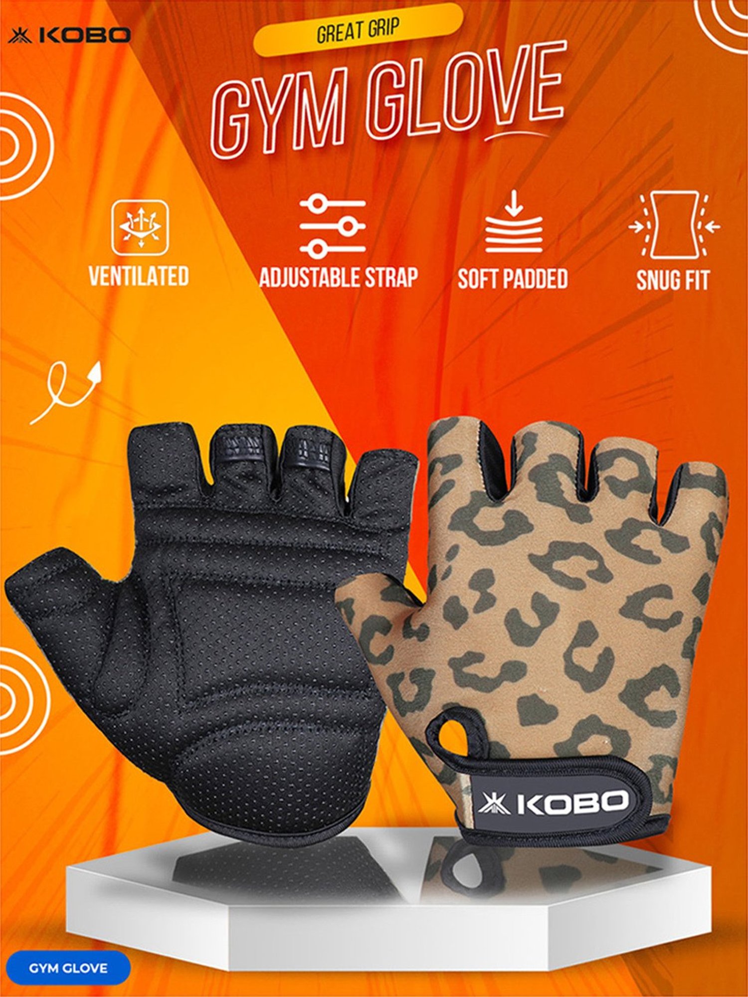 Kobo Weight Lifting Gym Gloves (Brown) Size - L