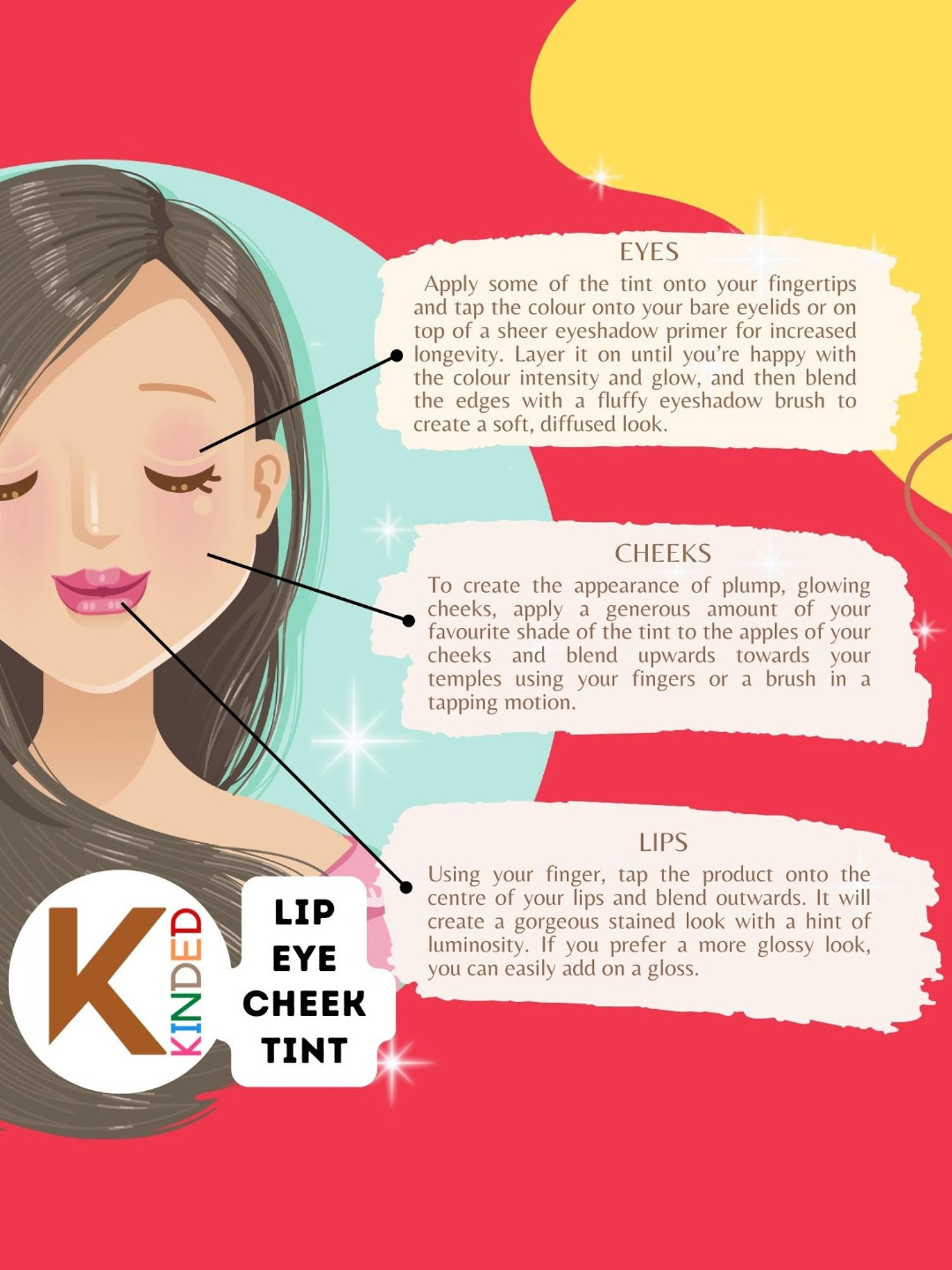 KINDED Lip Eye Cheek Tint Brown Temptation & Choco Brown Combo