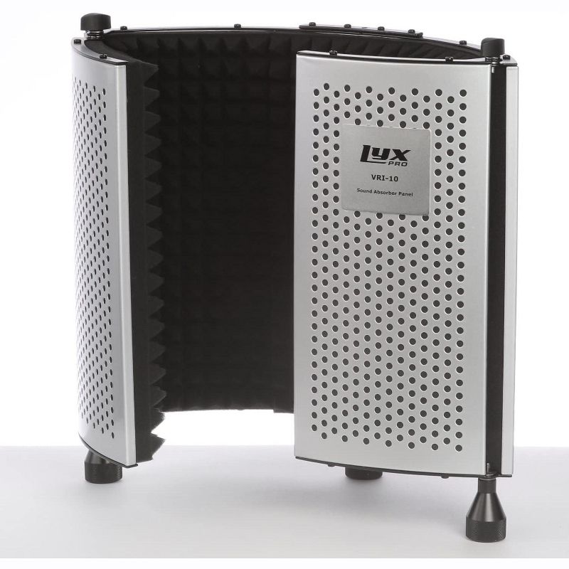 LyxPro VRI-10 Vocal Sound Absorbing Shield For Studio Home And Office Recording Acoustic Isolation Microphone Foam Panel Shield &ndash; Portable And Adjustable Stand Mount or Desktop Use