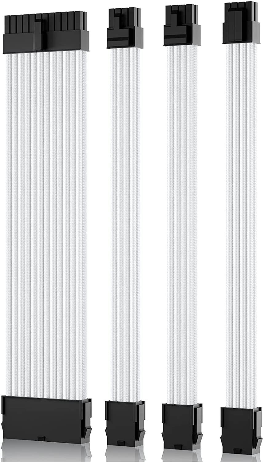 Power Supply Sleeved Cable, Extension PC Kit, 18AWG 24Pin ATX / 8 (4+4) Pin EPS / 8 (6+2) Pin PCI-E Power Supply PSU Cable with Combs, 30CM