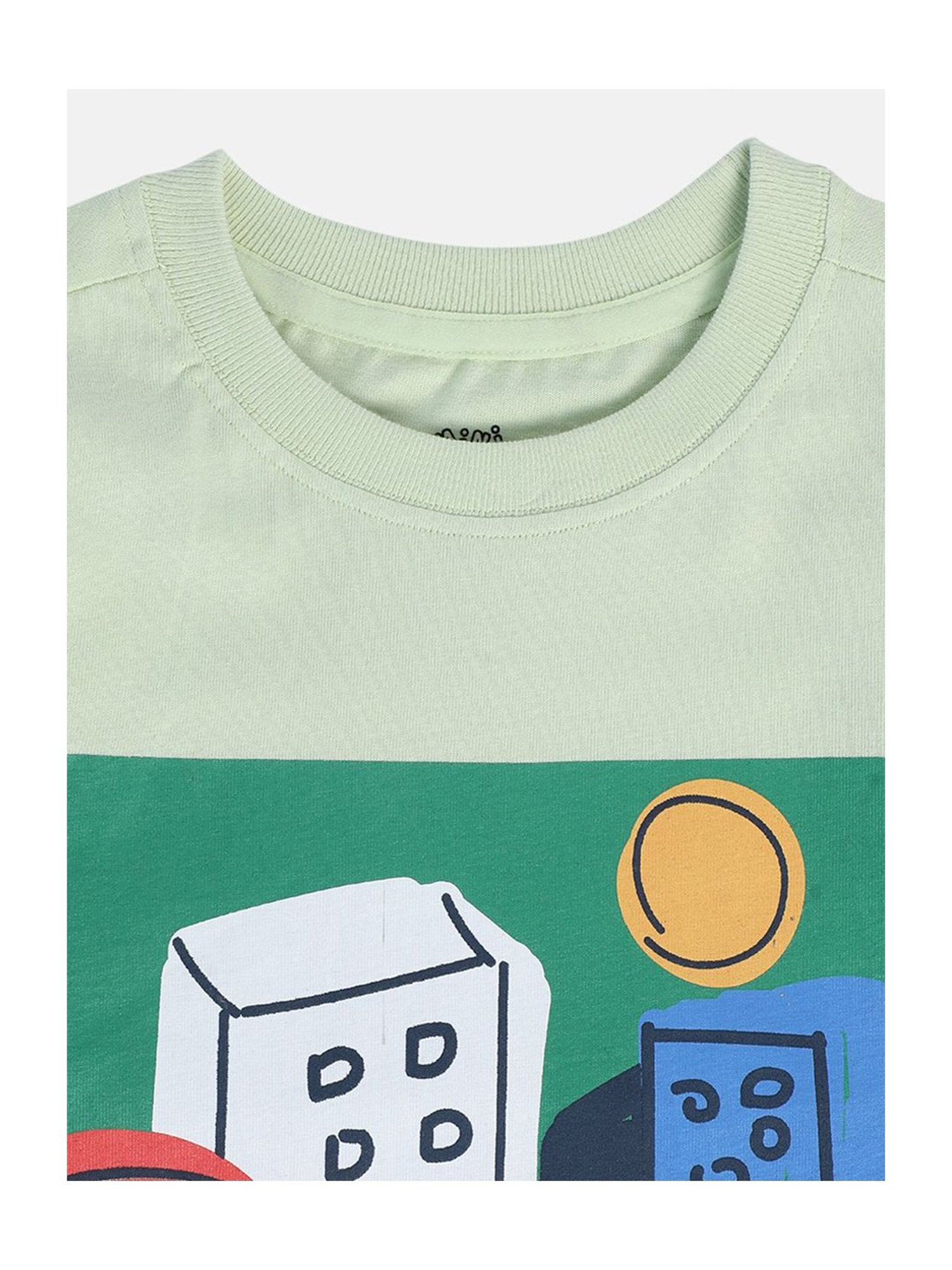 MINIKLUB Boys Green Printed Full Sleeves T-Shirt