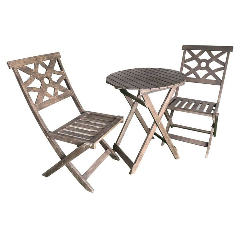 Crestview 3pc Folding Bistro Set - Brown - Courtyard Casual