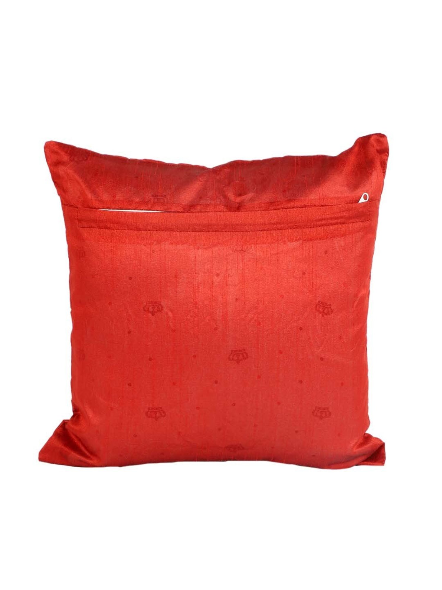 MFD HOME Furnishing Red Polyester Cushion Cover - Set of 1