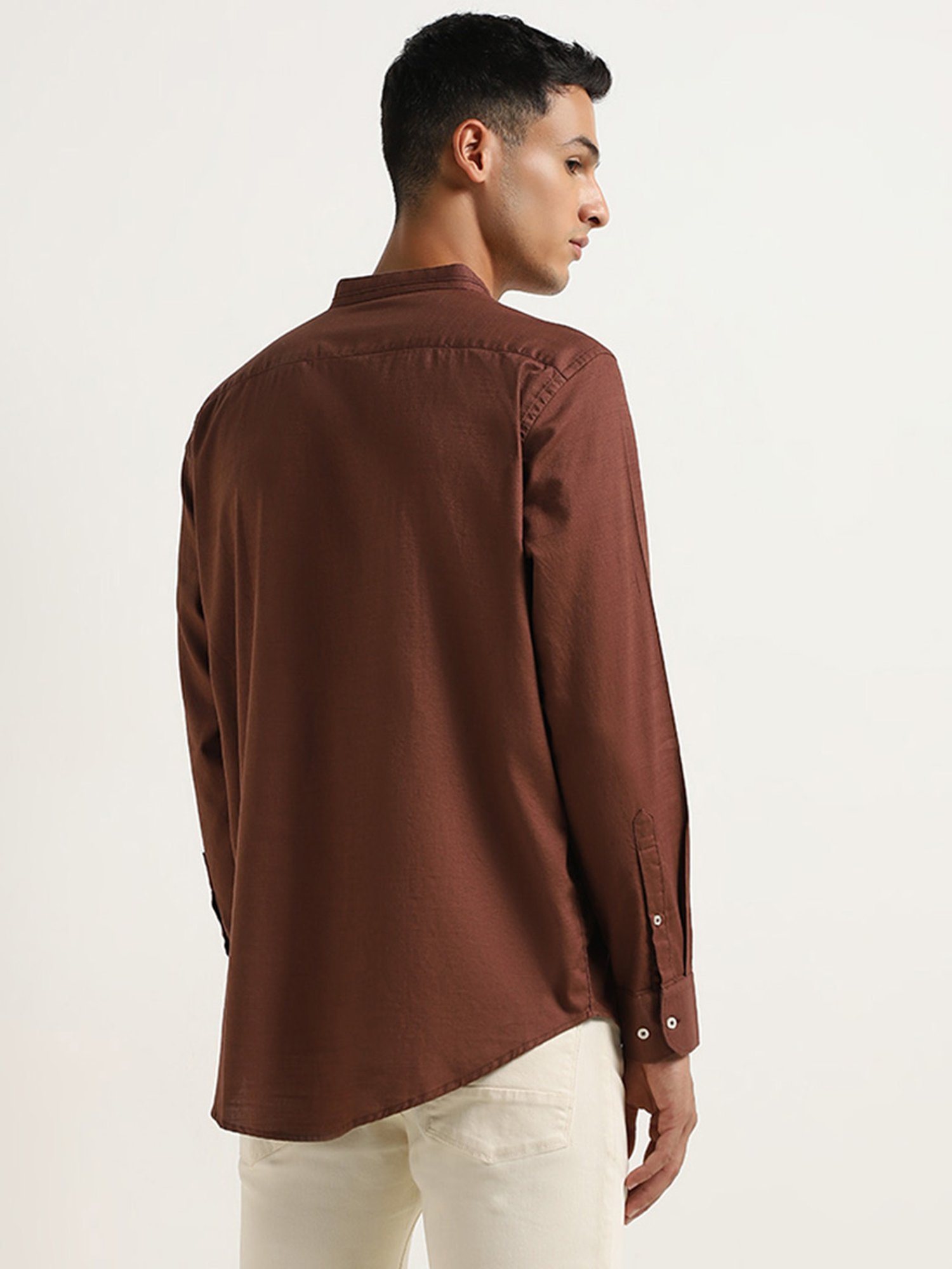 Ascot by Westside Brown Relaxed Fit Solid Shirt