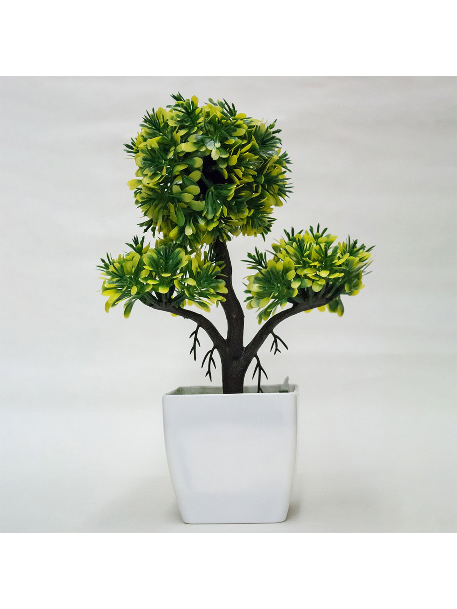 Amflix Yellow Artificial Bonsai Plant With Pot