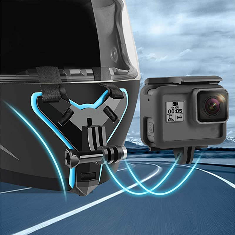 Helmet Chin Strap Mount Compatible with GoPro Hero 7 2018 6 5 4 3 Hero Black Session Xiaomi Yi SJCAM Blue