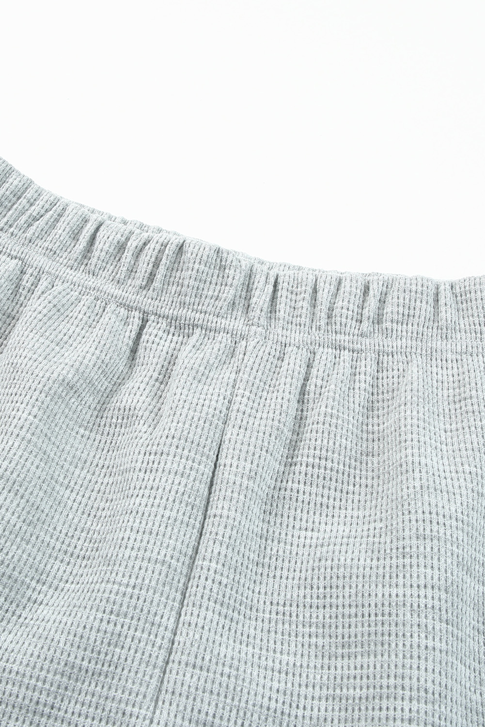 Gray Ribbed Zipper Sweatshirt & High Waist Shorts Set