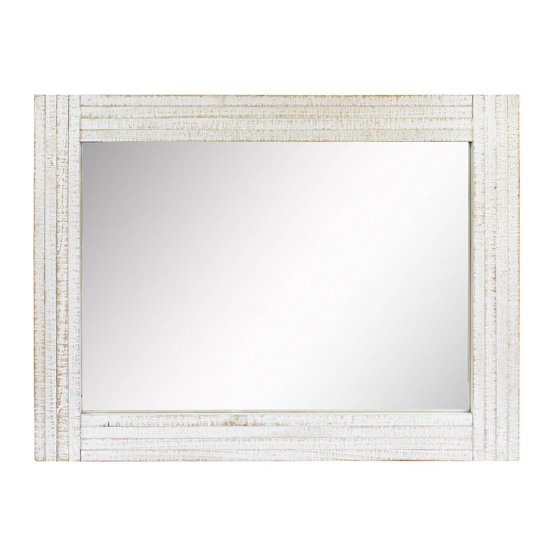 Rectangle Worn Wood Decorative Wall Mirror White - Stonebriar Collection