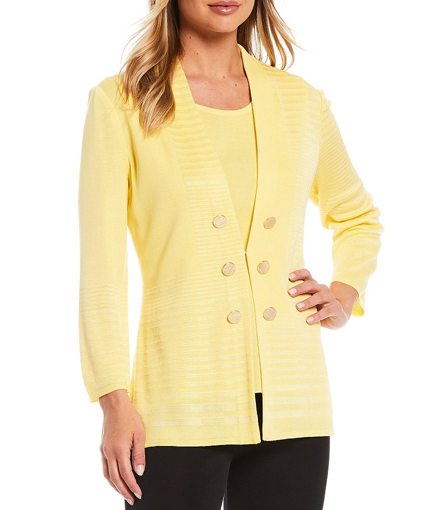 Misook Bracelet Sleeve Mandarin Tonal Jacket