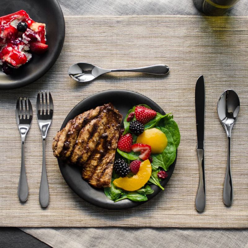 Knork Original 20 Piece Stainless Steel Dishwasher Safe Silverware Cutlery Utensils Flatware Set with Forks, Spoons, and Knives, Gloss Silver