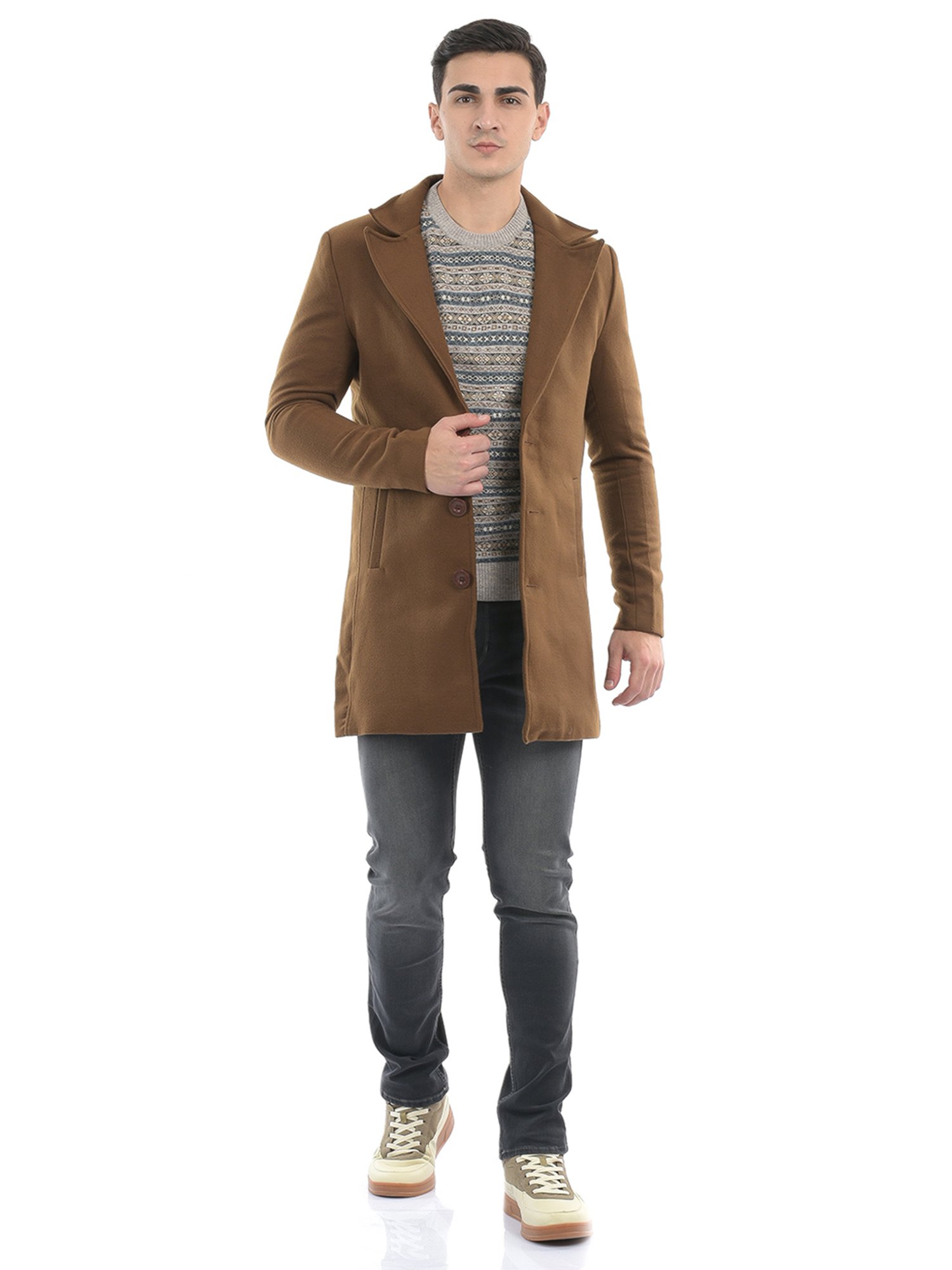 London Fog Brown Regular Fit Overcoat
