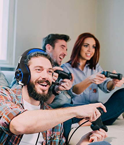 Beexcellent Gaming Headset for PS4 Xbox One, Over-Ear Gaming Headphones with Noise Reduction Mic Volume Control LED Light for PC Laptop Mac Tablet Smart Phone