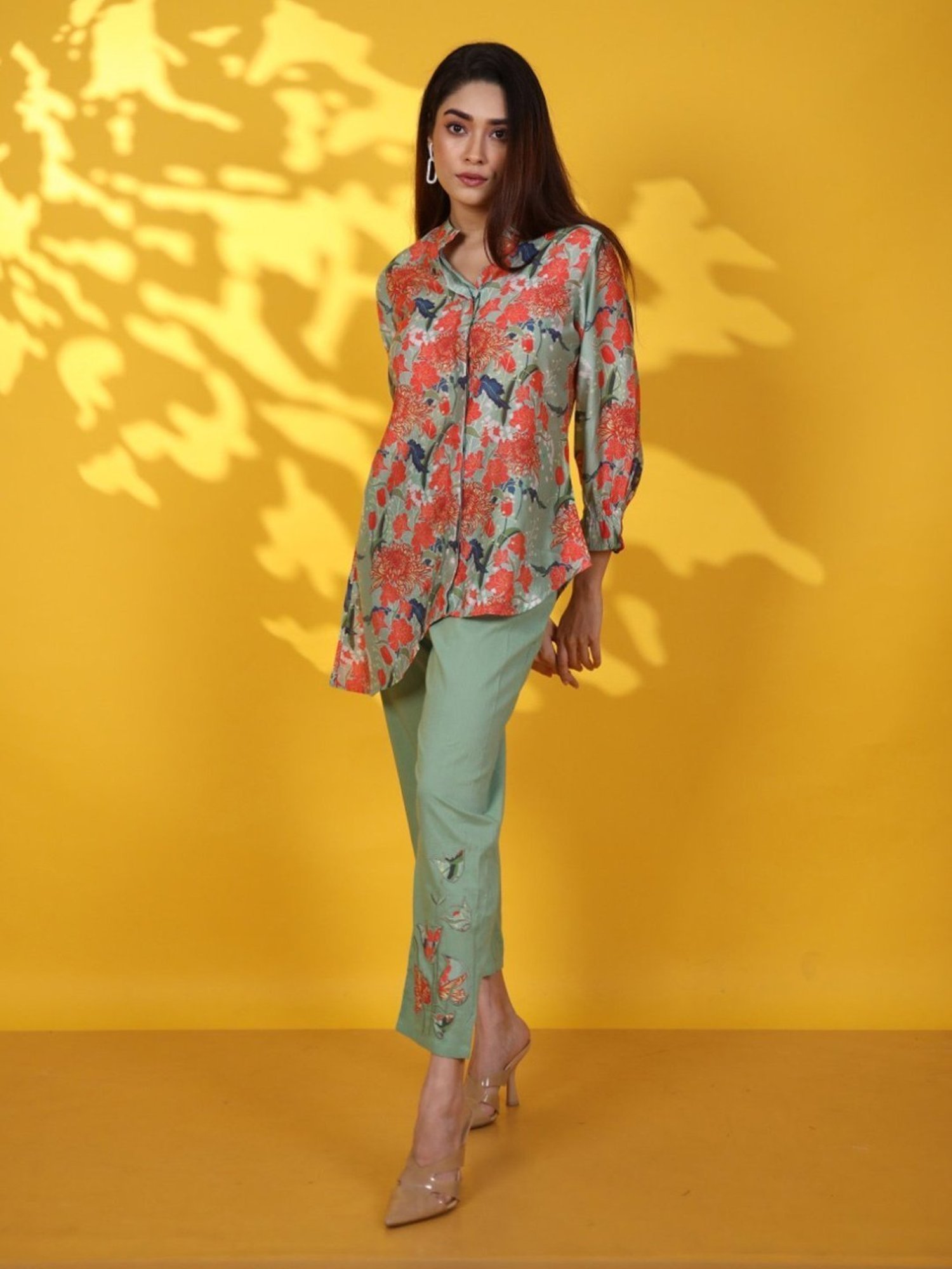 Autumnlane Urfi Green Pine Top with Pant Co-ord Set