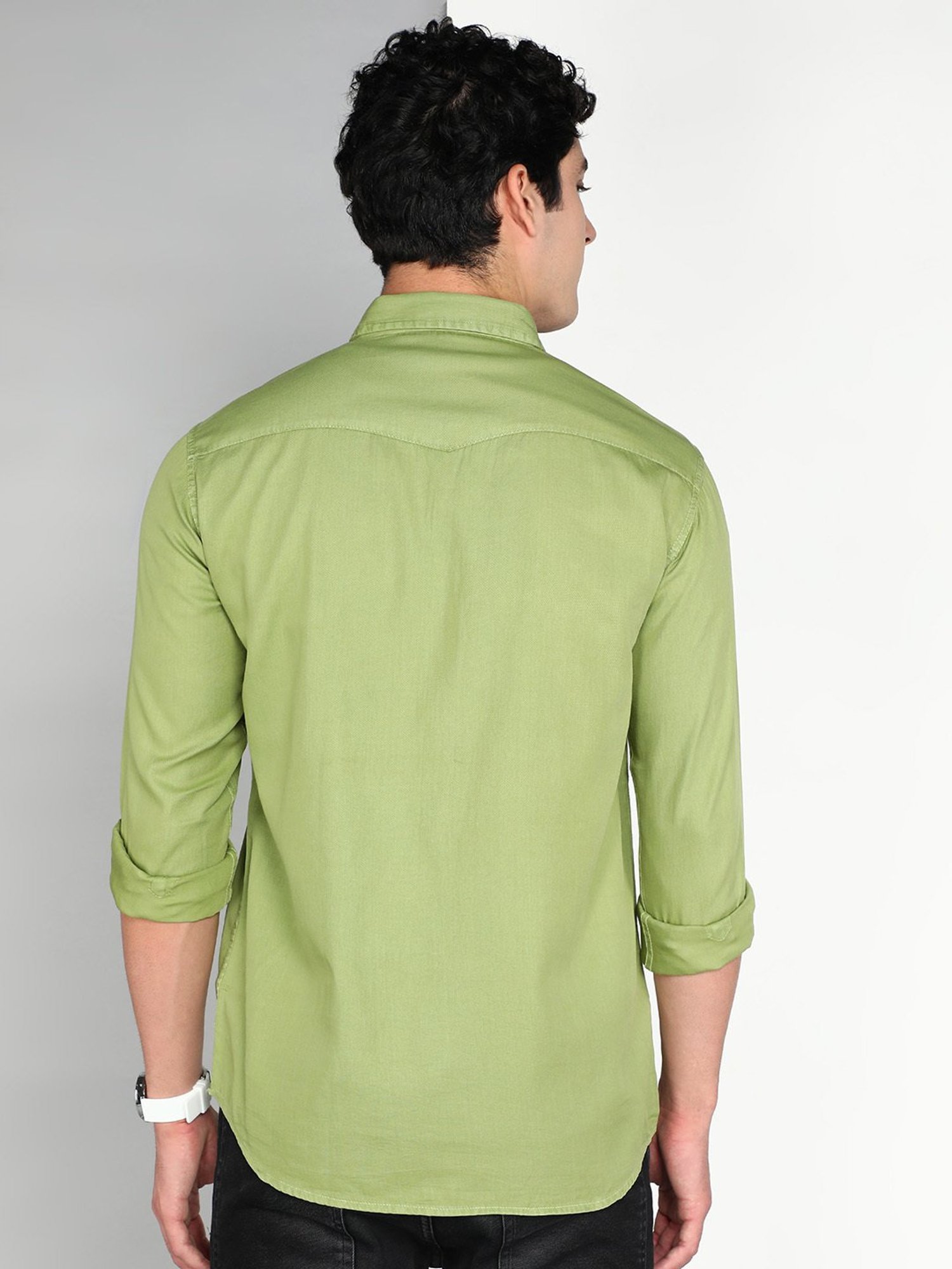 Kuons Avenue Green Slim Fit Shirt