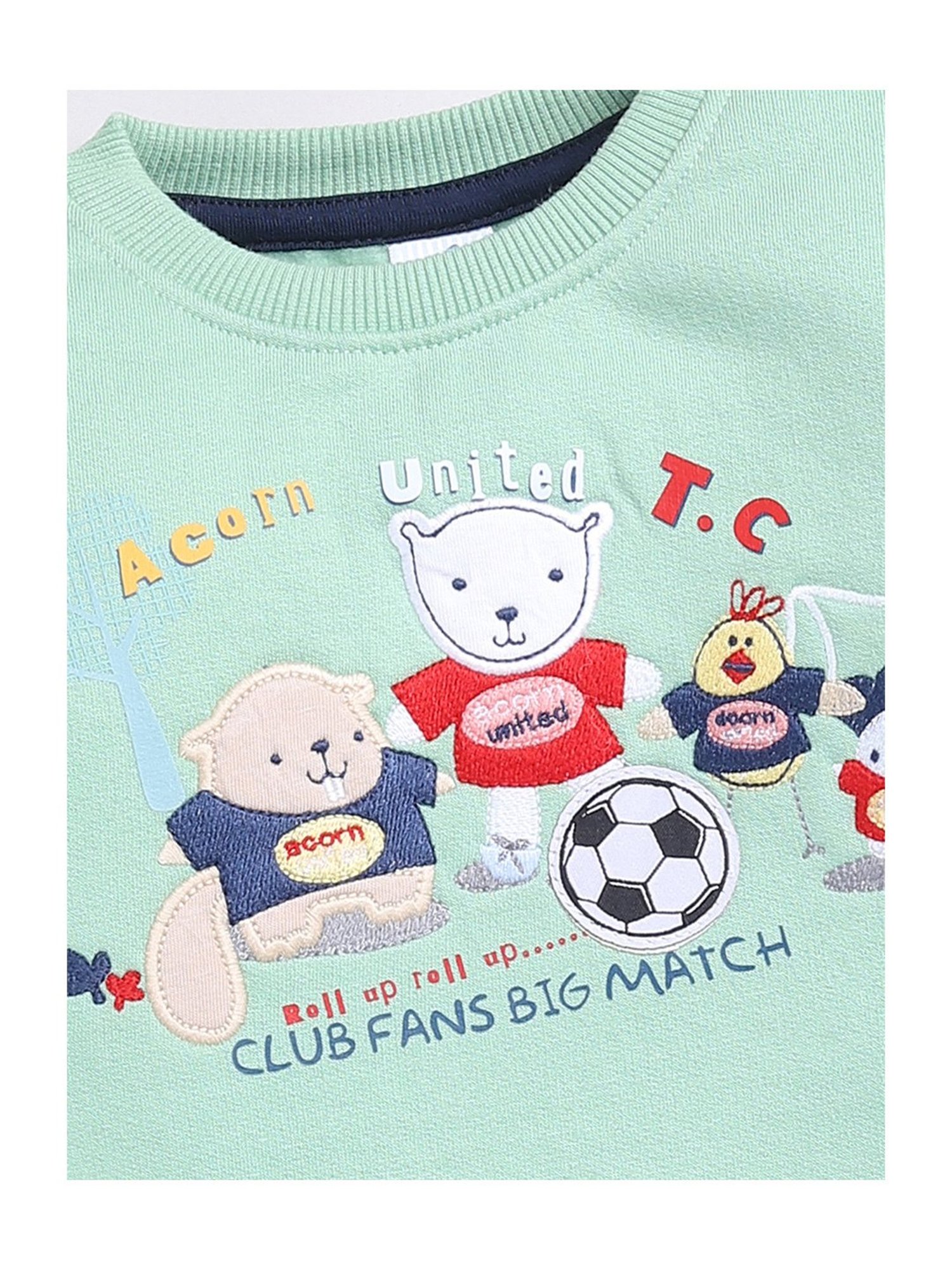 Dollar Kids Green Embroidered Full Sleeves T-Shirt with Joggers