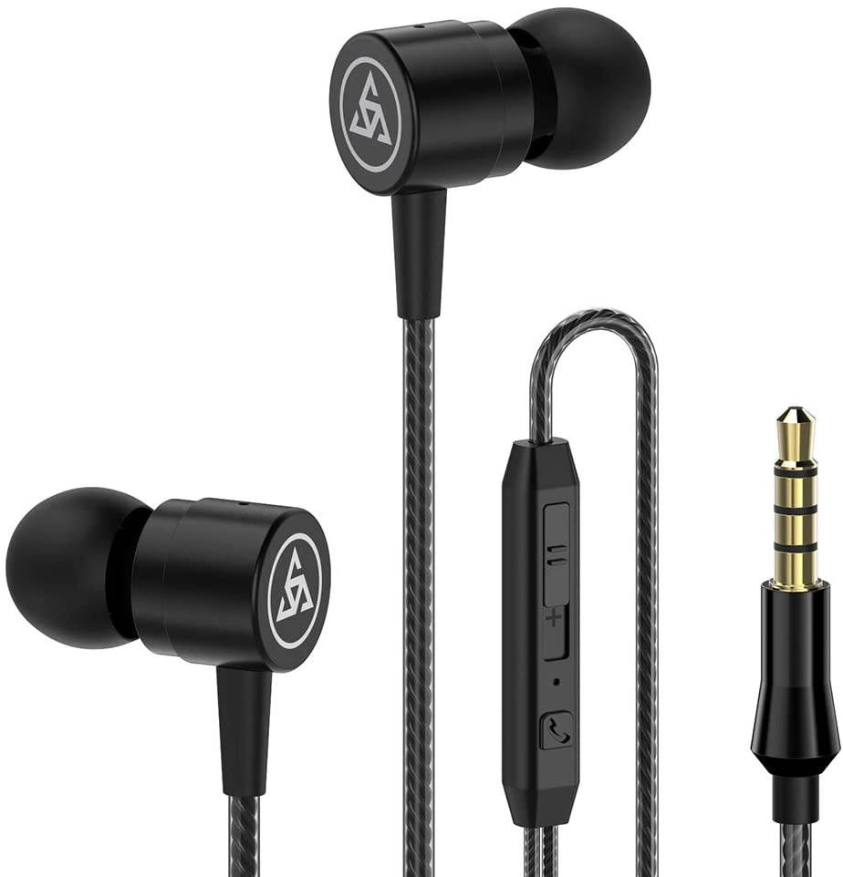 Professional Metal Headphone in Ear Wired Earphone Heavy Bass Sound Quality Music Sport Headset Headsets with Built-in Microphone 3.5mm in-Ear Wired Earphone (Black)
