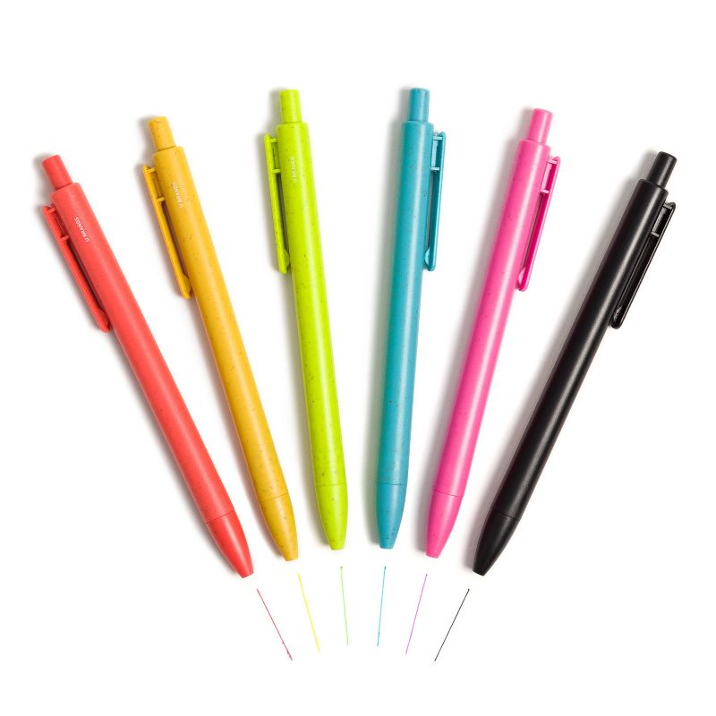 6ct Bold & Bright Hybrid Colored Ink Pens - U Brands