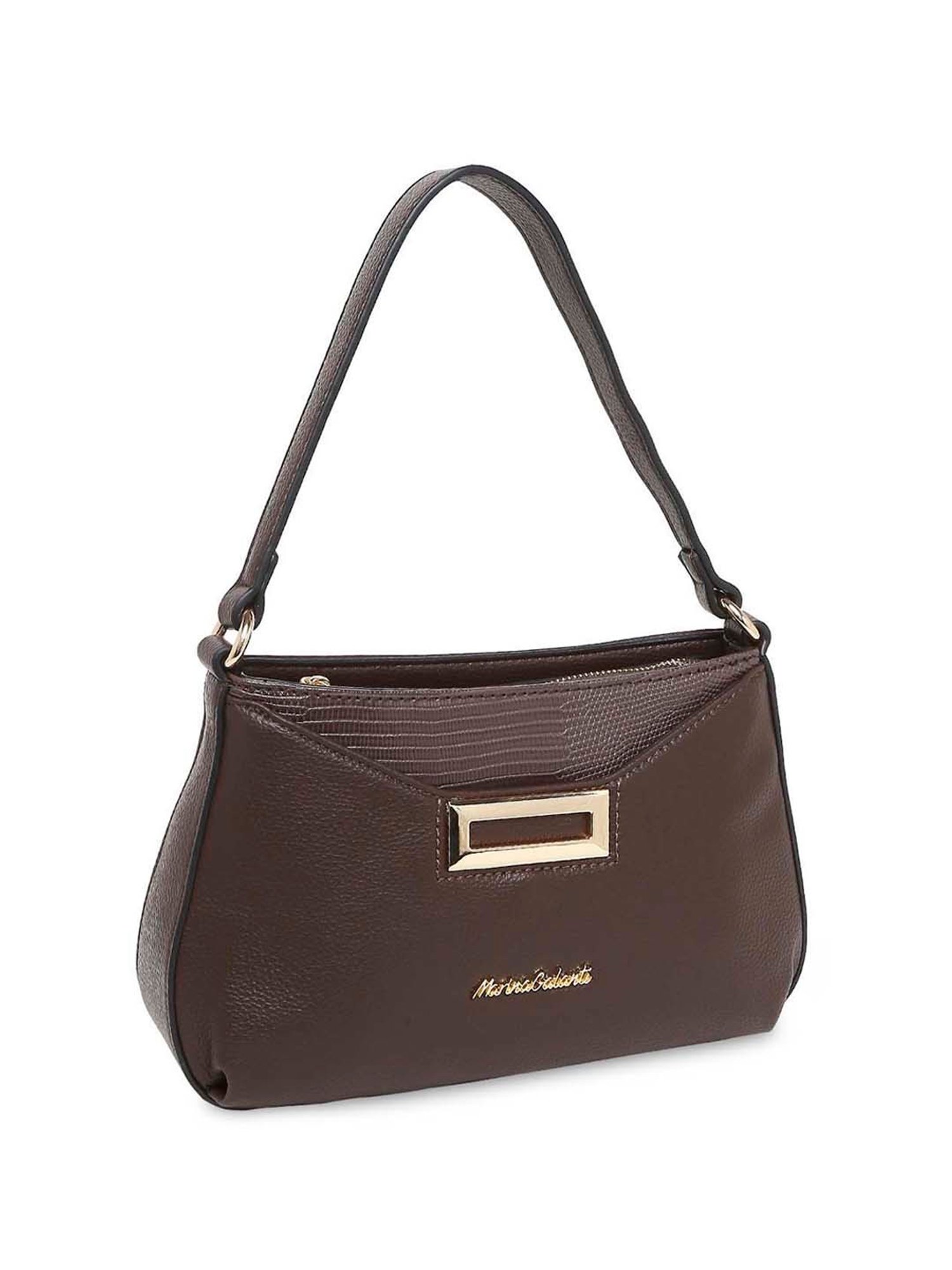 Marina Galanti Brown Textured Medium Baguette Bag