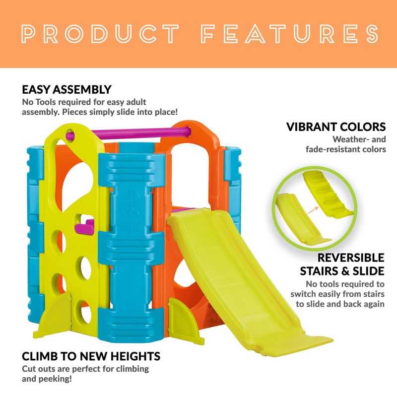 ECR4Kids Activity Park Playhouse for Kids, Indoor Outdoor Play House with Slide or Climb Stairs