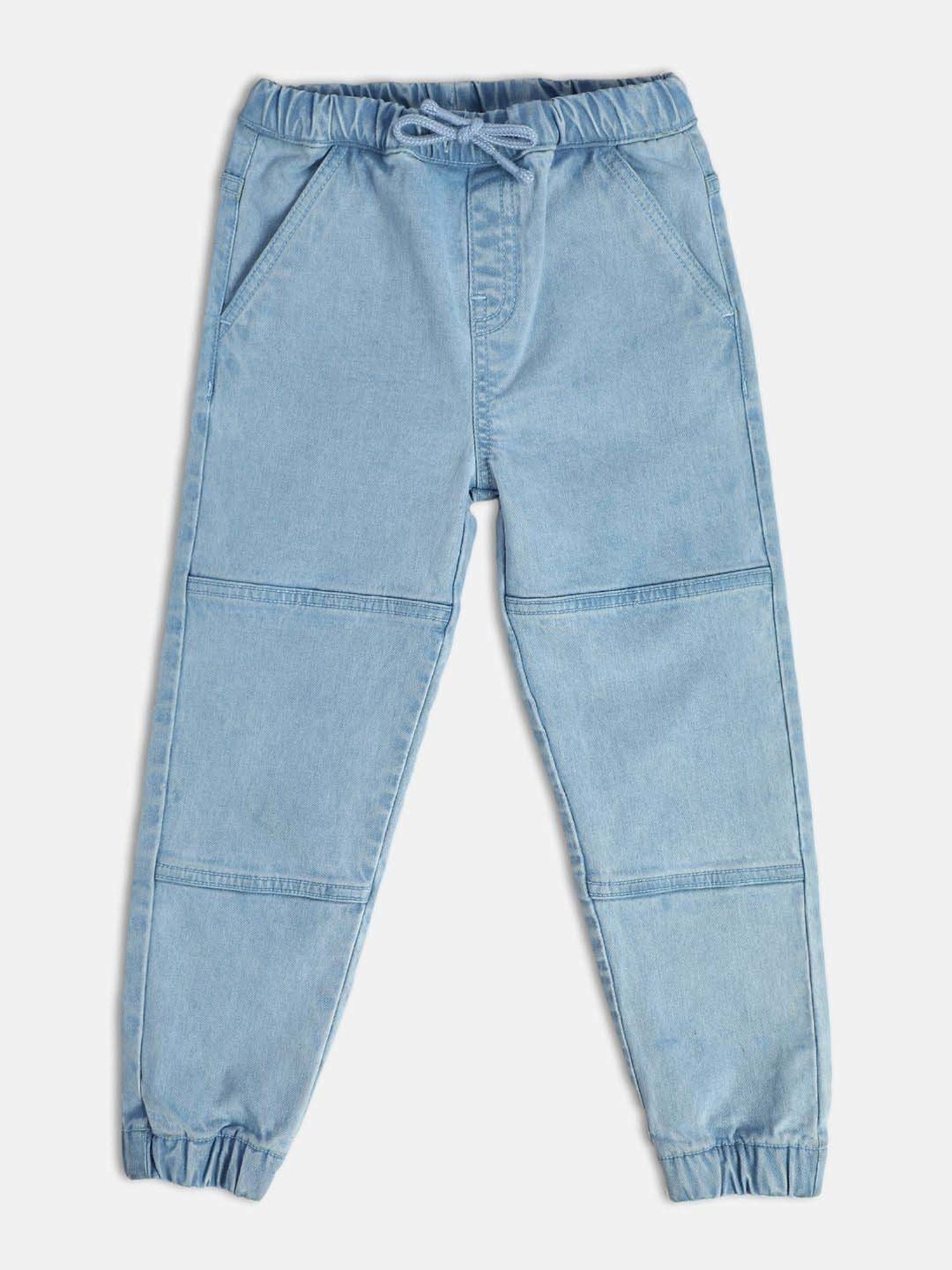 MINIKLUB Boys Blue Cotton Solid Full Sleeves Denim Pant