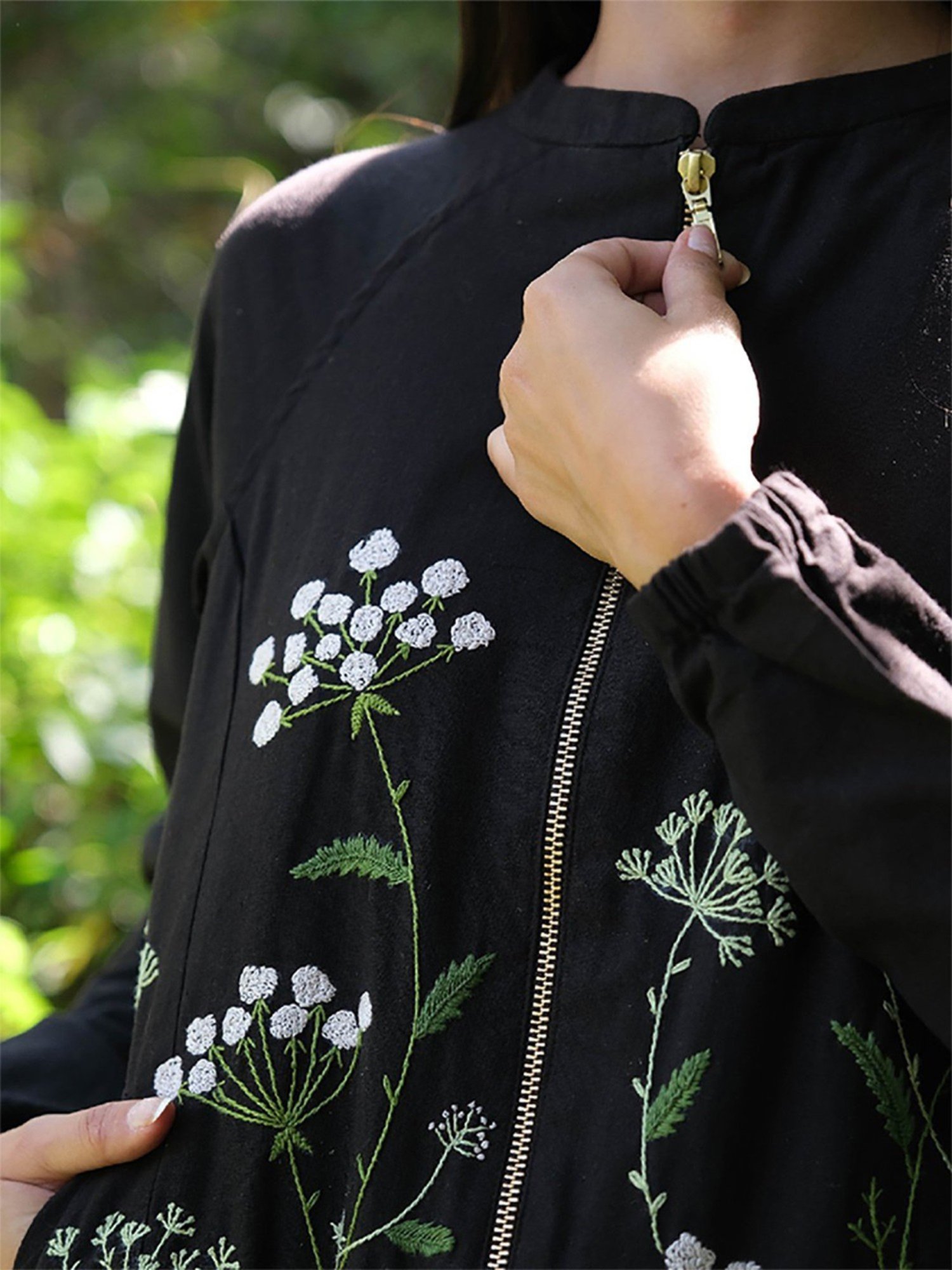 Okhai Stellato Black Pure Cotton Hand Embroidered Jacket