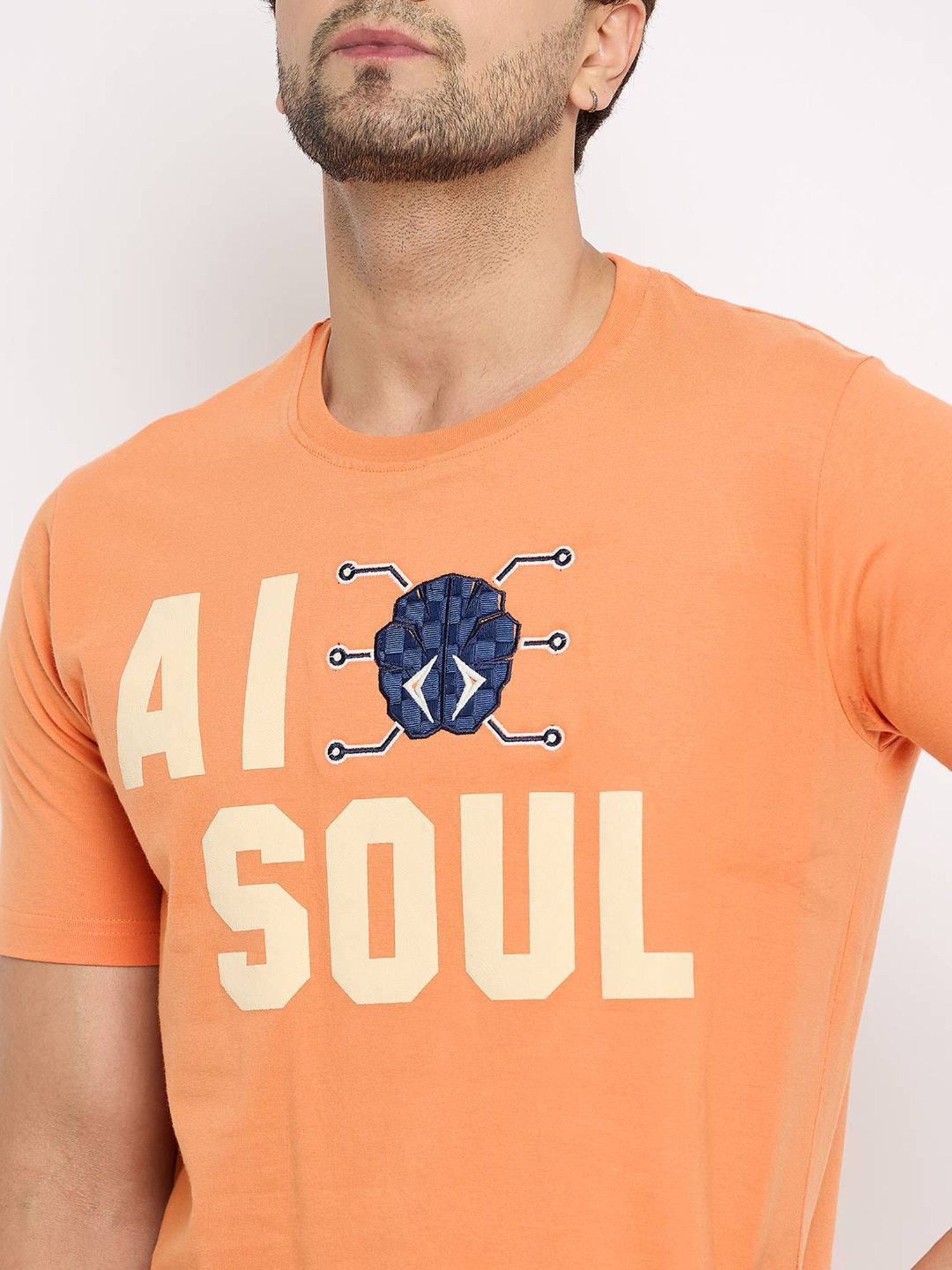 Duke Peach Slim Fit Printed T-Shirt