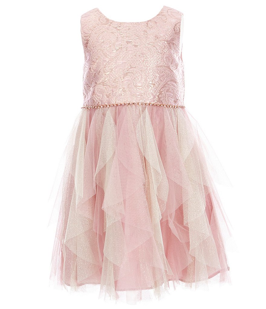 Laura Ashley Little Girls 2T-6X 3/4 Sleeve Rose & Butterfly Print Clip Dot Dress