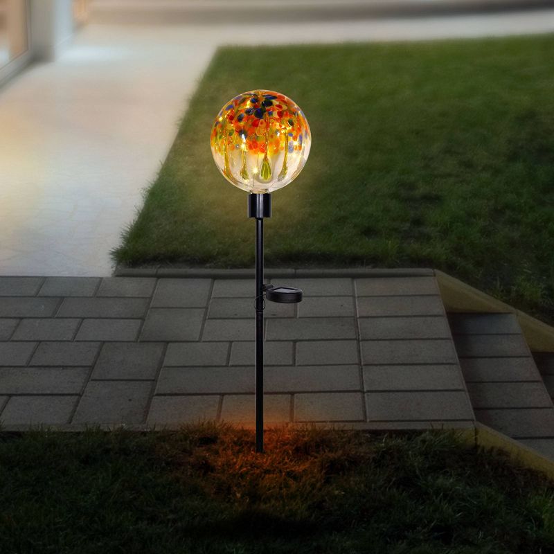 33" Rainbow Solar Glass Globe Garden Stake with LED Lights - Alpine Corporation
