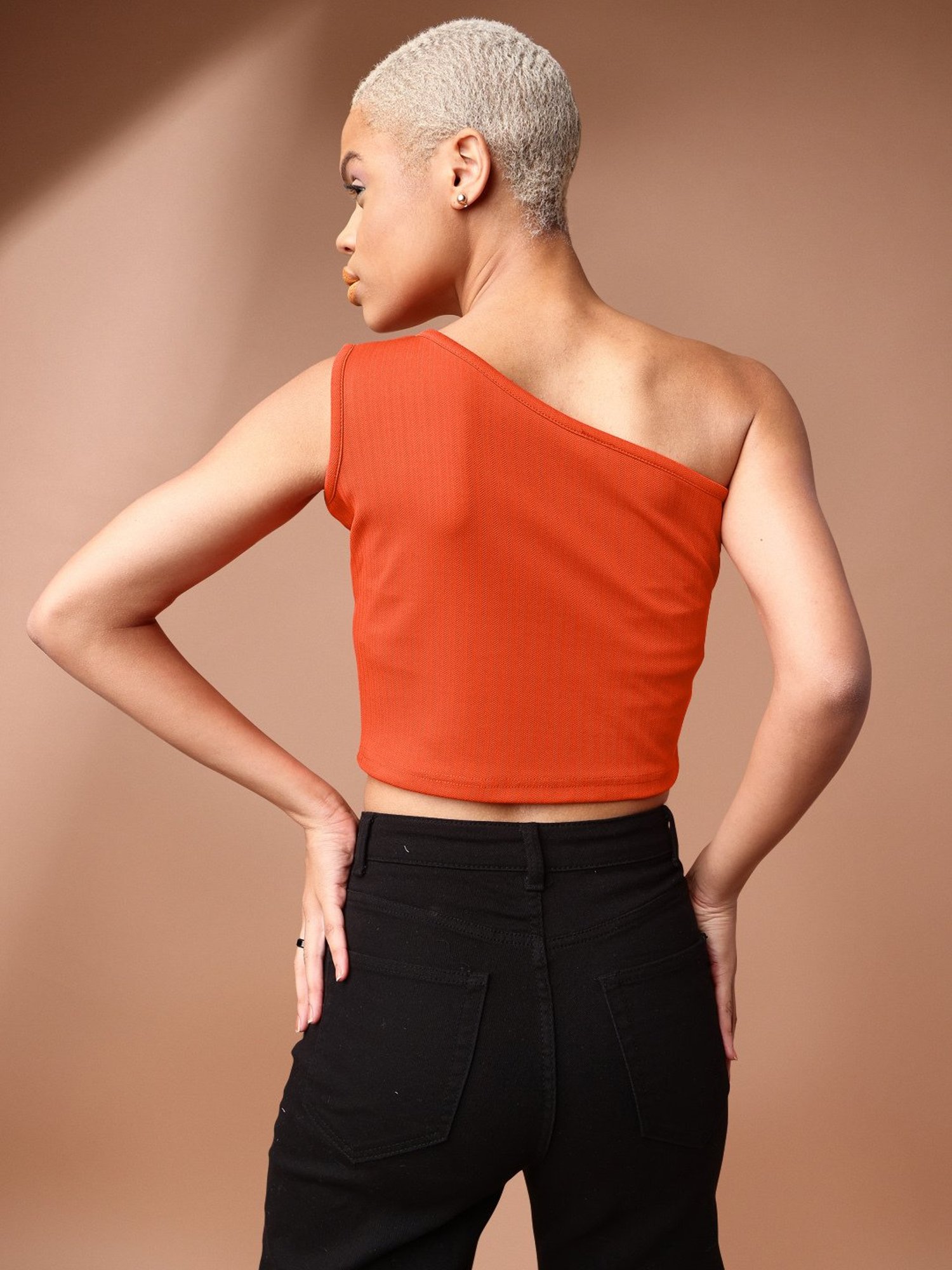 PURVAJA Orange Regular Fit Crop Top