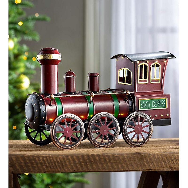 Plow & Hearth - Durable Lighted Santa Express Holiday Train