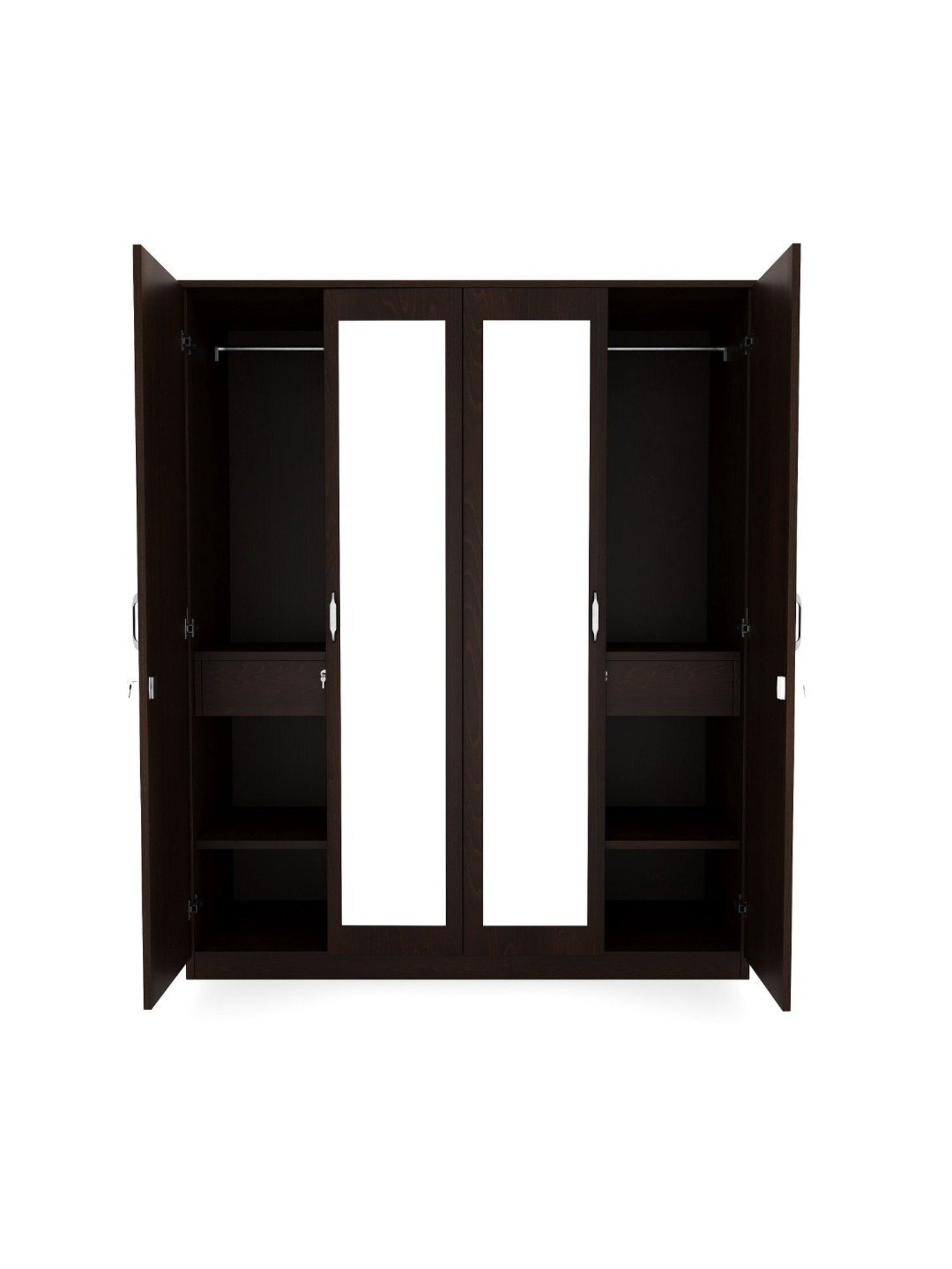 Nilkamal Riva New Wenge Engineered Wood 4 Door Wardrobe