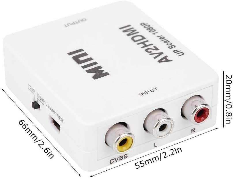 TOPINCN AV to HDMI Converter 1080P 60HZ Mini Output High Definition Adapter Video Converter Supporting NTSC/PAL with USB Cable(White)