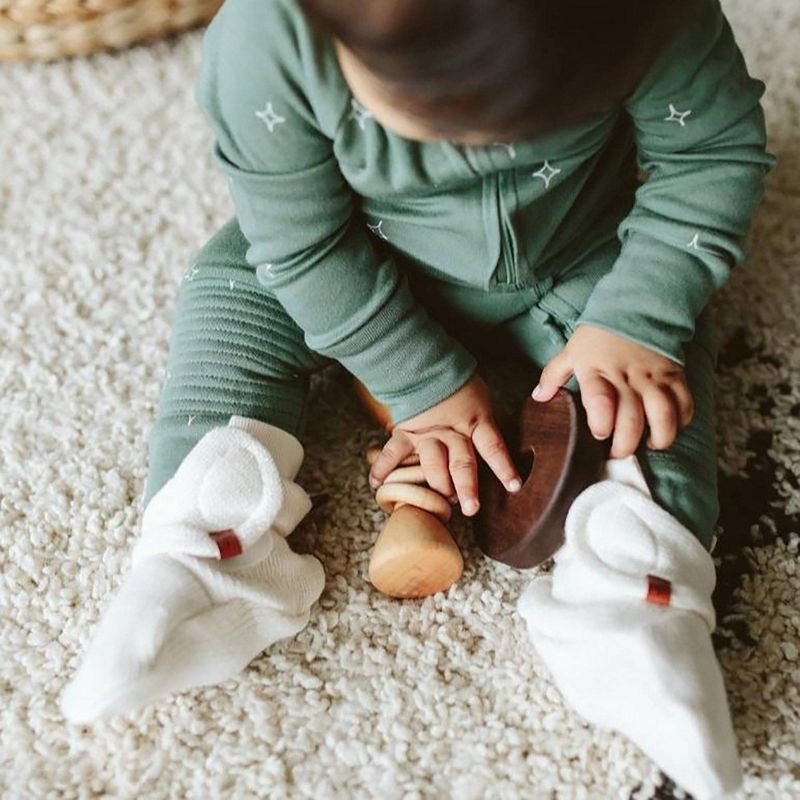 Goumi Baby Organic Cotton Knit Boots - Off-White 0-3M
