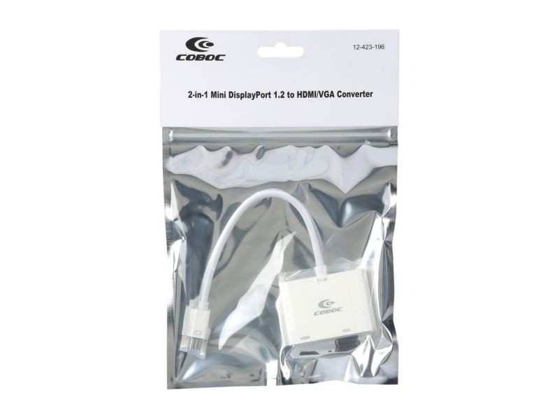 Coboc MDP122HV-6-WH Mini DisplayPort 1.2 to HDMI / VGA Adapter