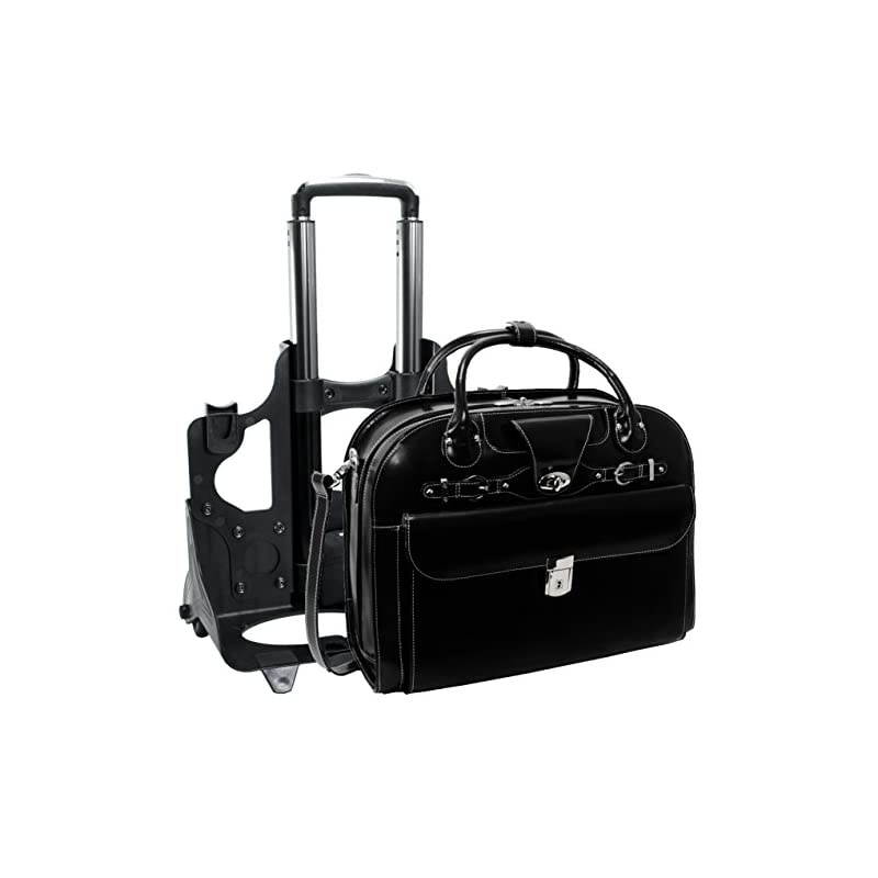 ROSEVILLE 96645 Leather Fly-Through Checkpoint-Friendly Detachable-Wheeled Ladies' Briefcase
