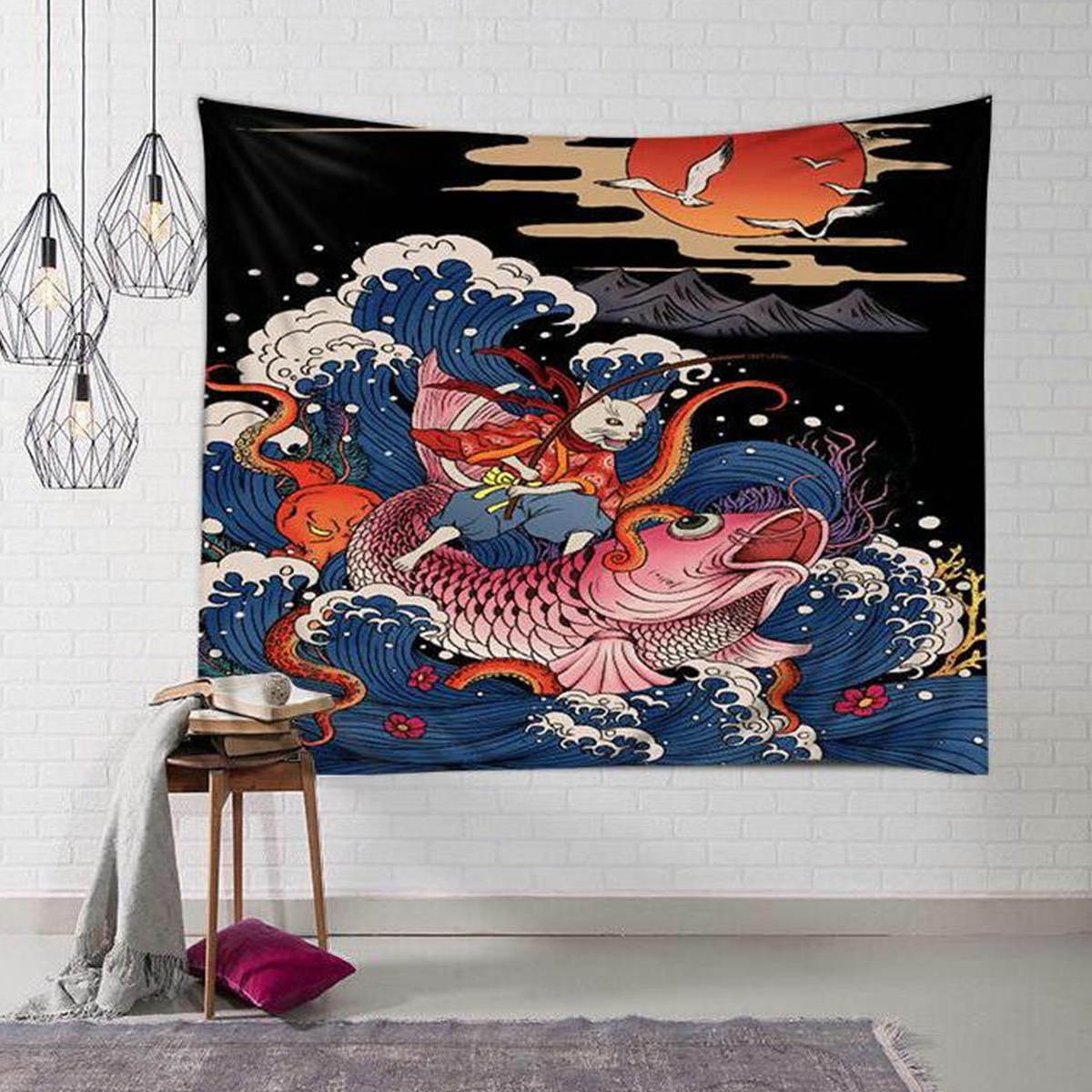 1pc Delicate Printing Hanging Tapestry Background Cloth Hanging Cloth Wall Decorative Cloth for Decor (150x130cm)