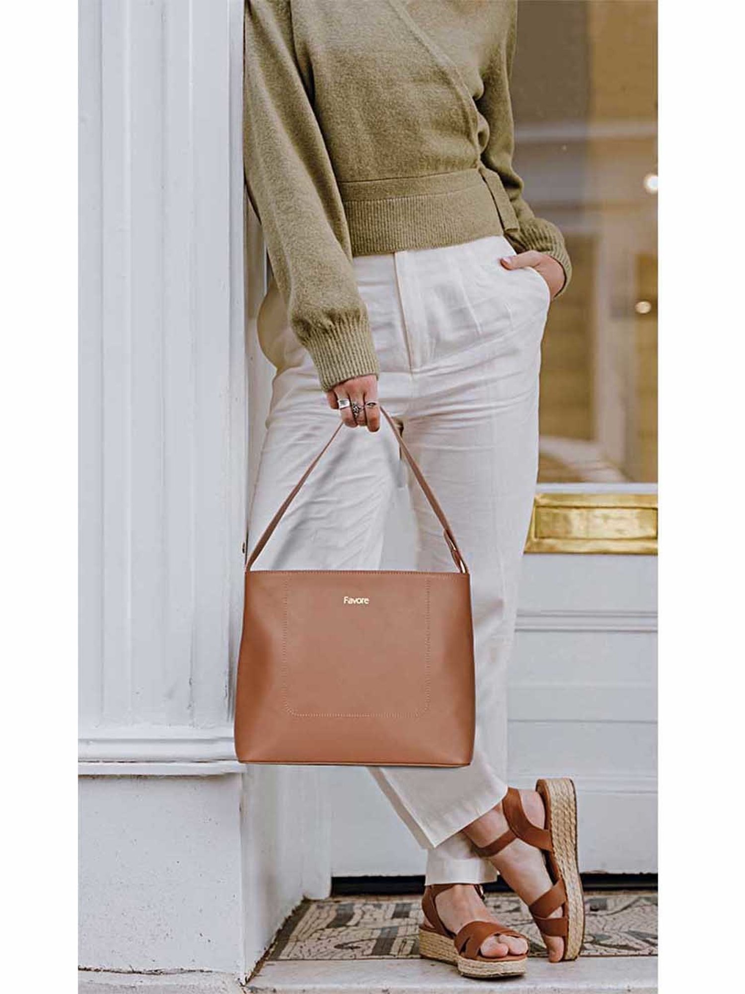 Favore Tan Solid Medium Shoulder