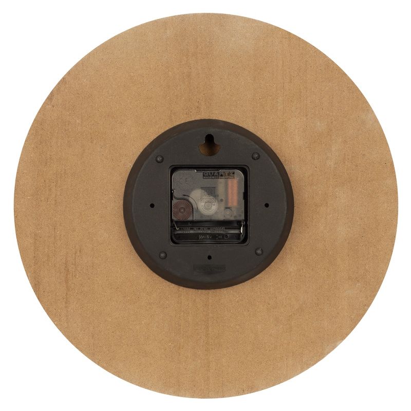 12" Frameless Rustic Walnut Wood Plank Wall Clock with Galvanized Metal Numbers Walnut - Patton Wall Decor