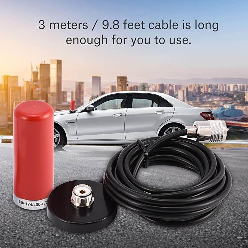 Antenna, VHF/ UHF Dual-Band Radio Antenna with Magnetic Mount Base UHF-PL259 Connector, 3M High Gain Mobile Radio Antenna for Walkie Talkie